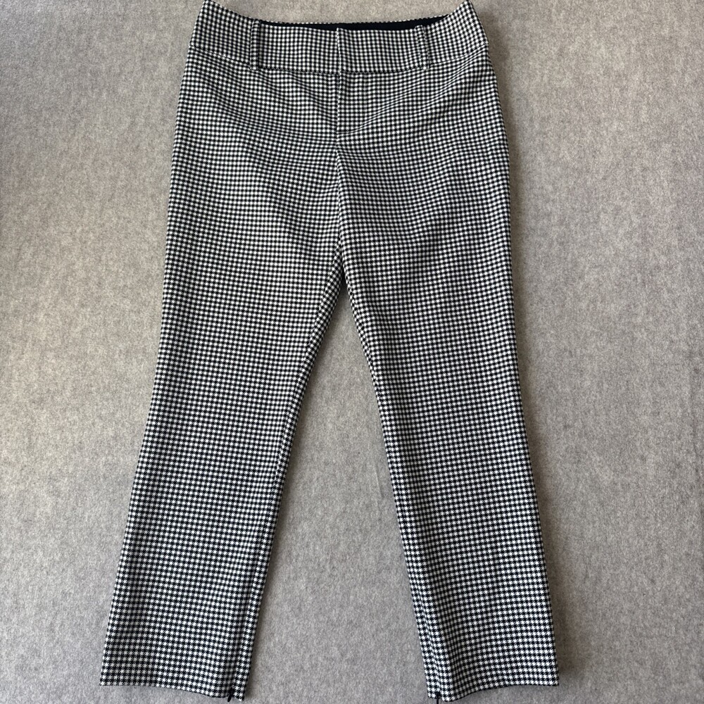 Alice‎ + Olivia Classics Houndstooth Ankle Trouser Womens 8 Wool Blend Low Rise